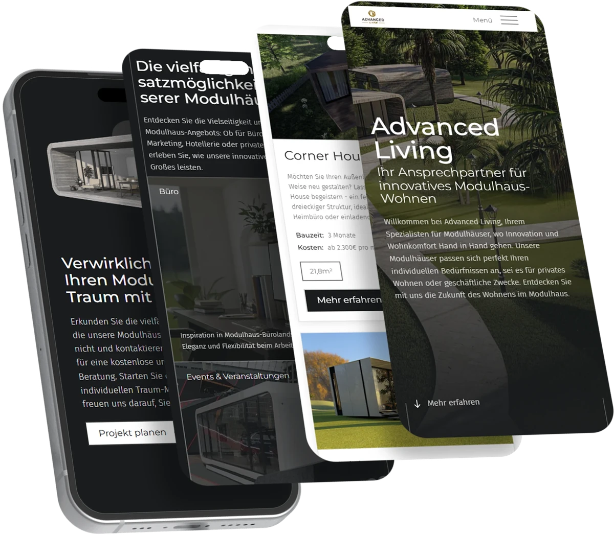 Webdesign Limburg auf dem Smartphone – mobiloptimierte Website in moderner, mehrschichtiger Darstellung