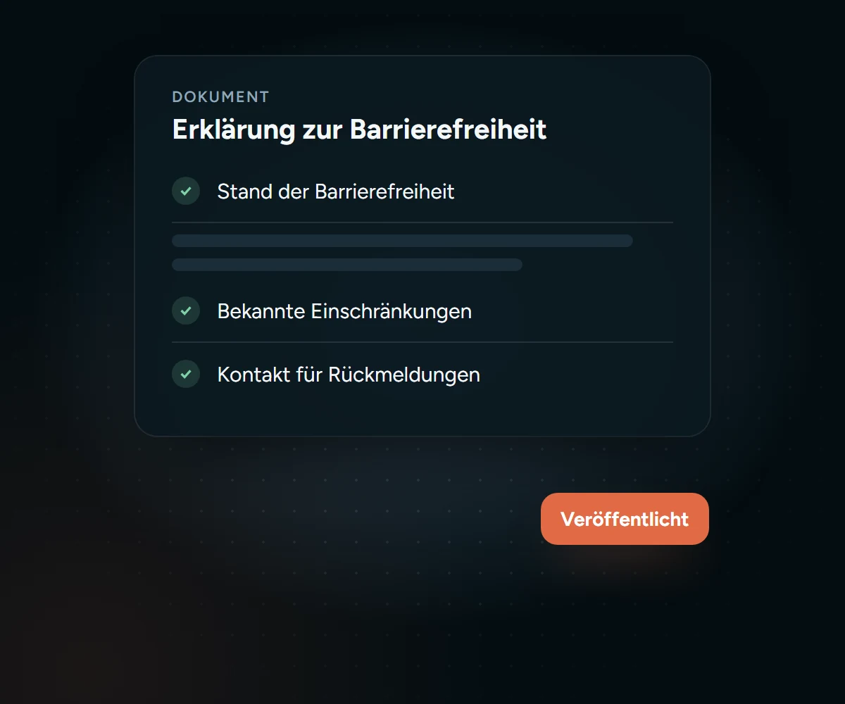 Erklärung zur Barrierefreiheit mit Stand, bekannten Einschränkungen und Kontakt