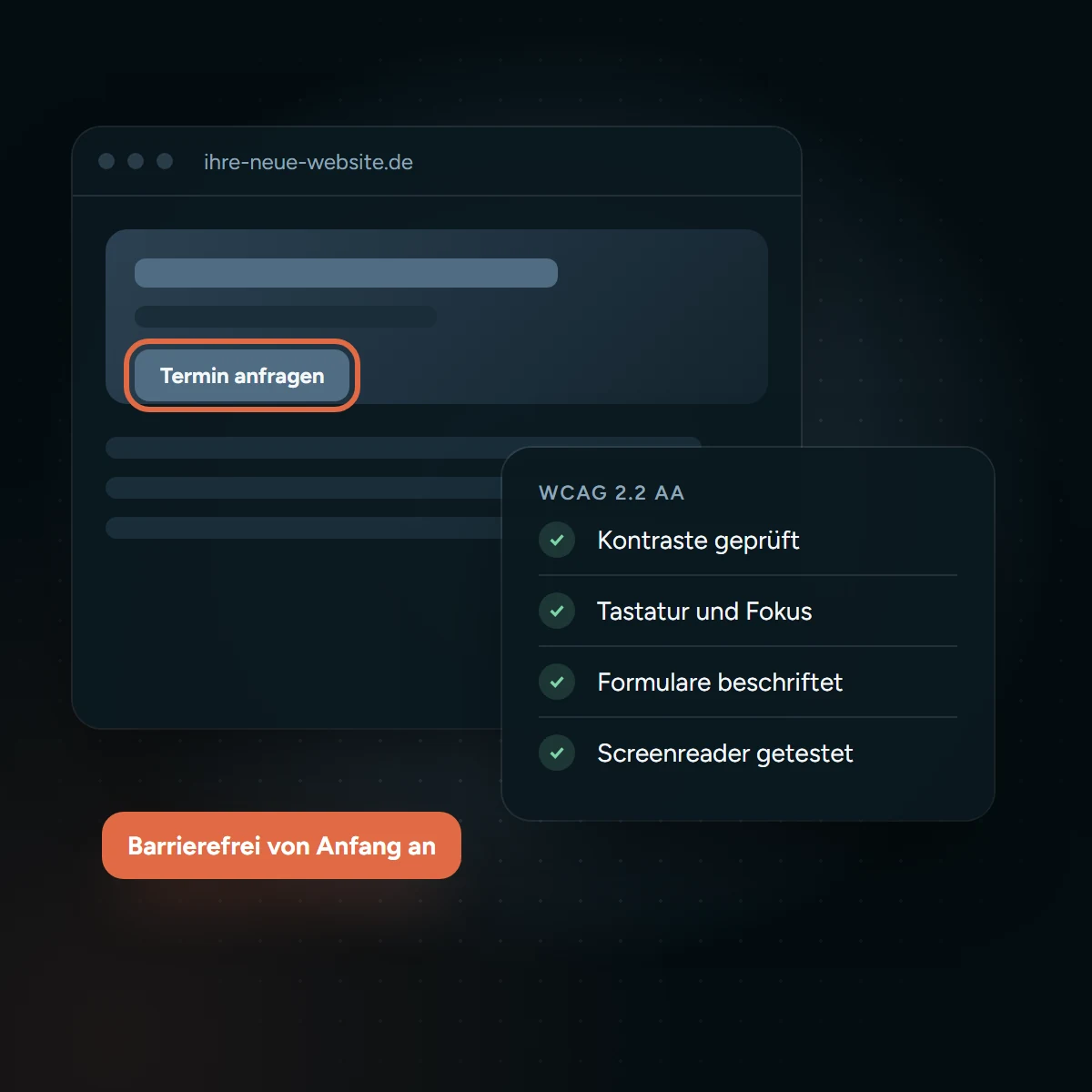 Neue Website mit sichtbarem Tastaturfokus und WCAG 2.2 AA Prüfliste