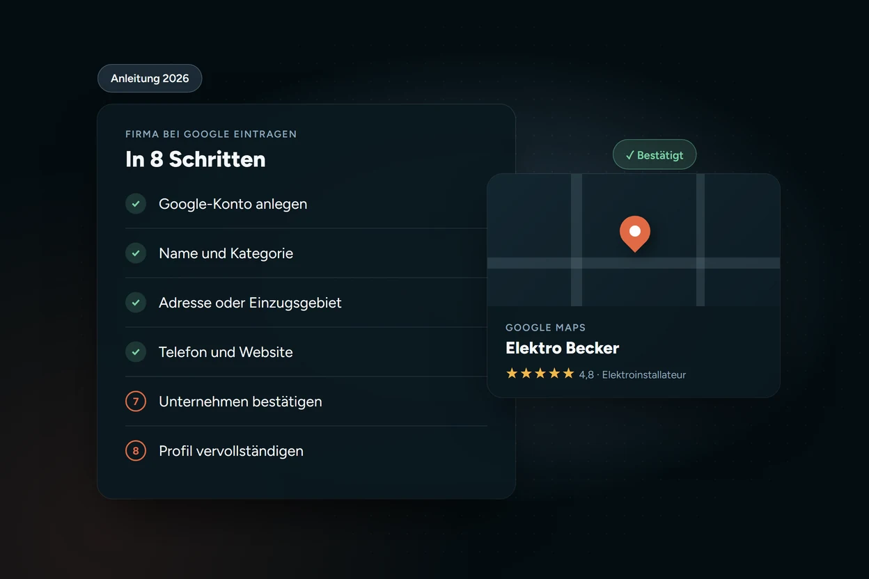 Anleitung Firma bei Google eintragen in 8 Schritten mit best&auml;tigtem Google-Maps-Eintrag