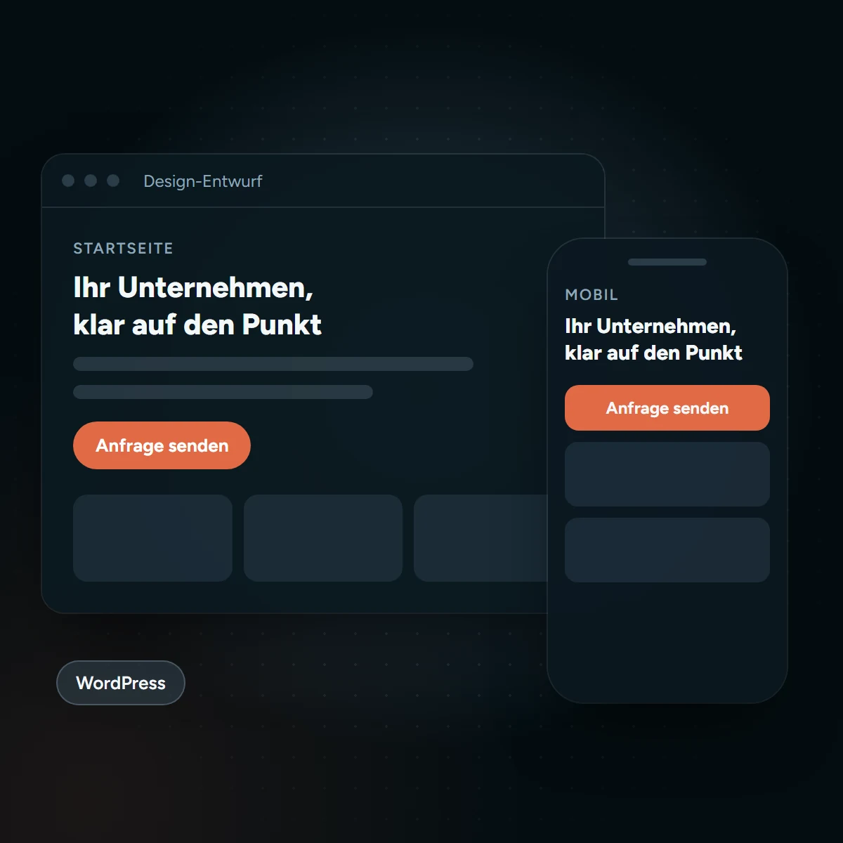 Design-Entwurf einer Website für Desktop und Smartphone